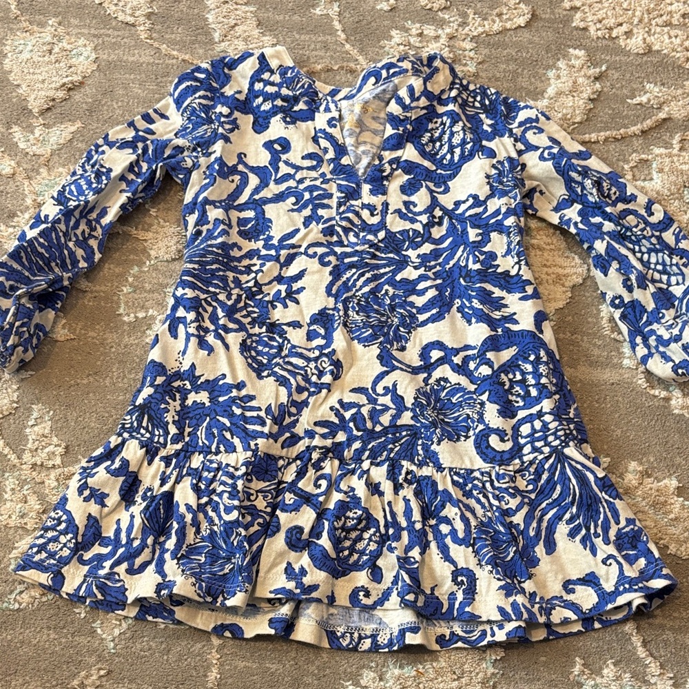 Lilly Pulitzer Kids Blue and White Floral Dress